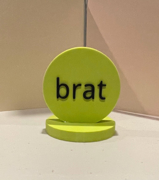 Brat charms for vinyl record collectors or accessorizing Charli display areas. Customize with your Brat name